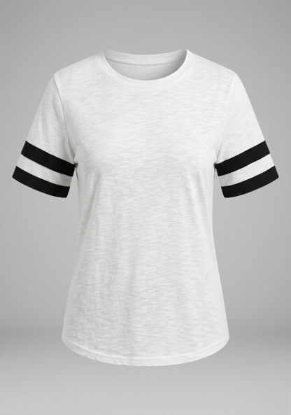 Lila | Striped Cuff Raglan Sleeve T-Shirt