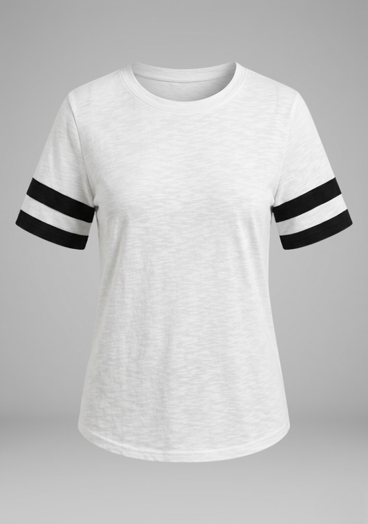 Lila | Striped Cuff Raglan Sleeve T-Shirt