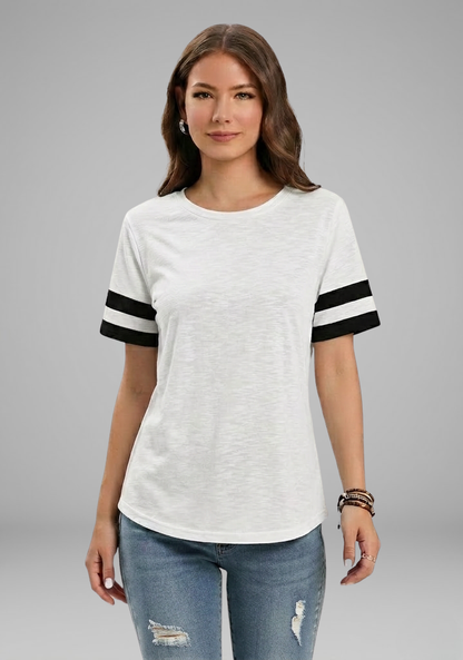 Lila | Striped Cuff Raglan Sleeve T-Shirt