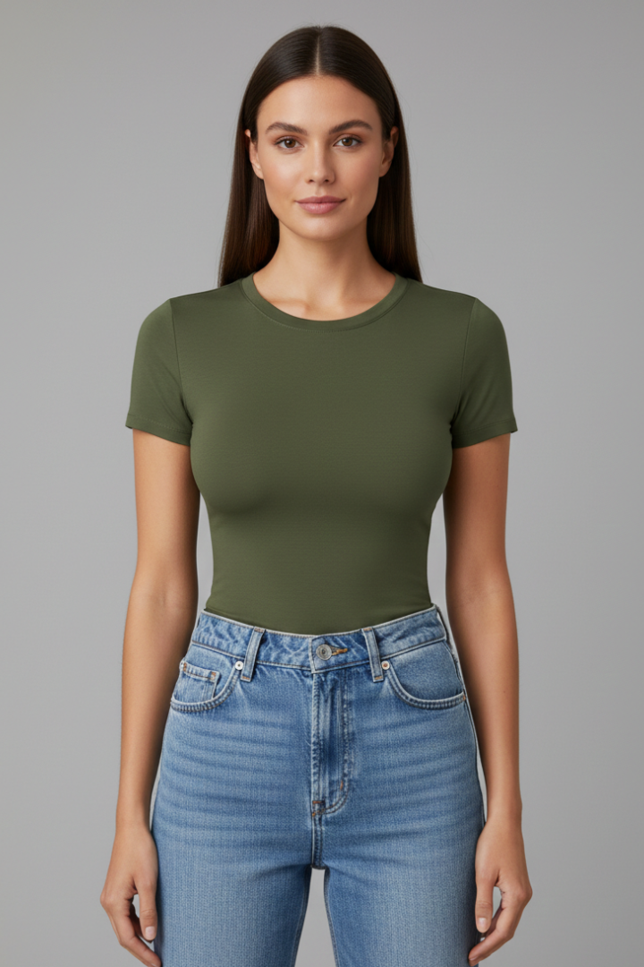 Lila | Chic Round Neck Short Sleeve T-Shirt