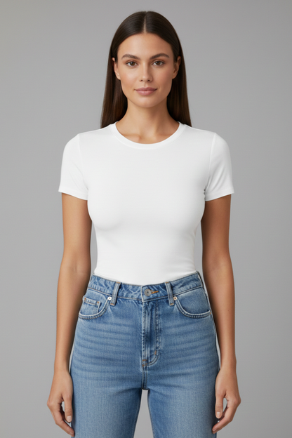 Lila | Chic Round Neck Short Sleeve T-Shirt
