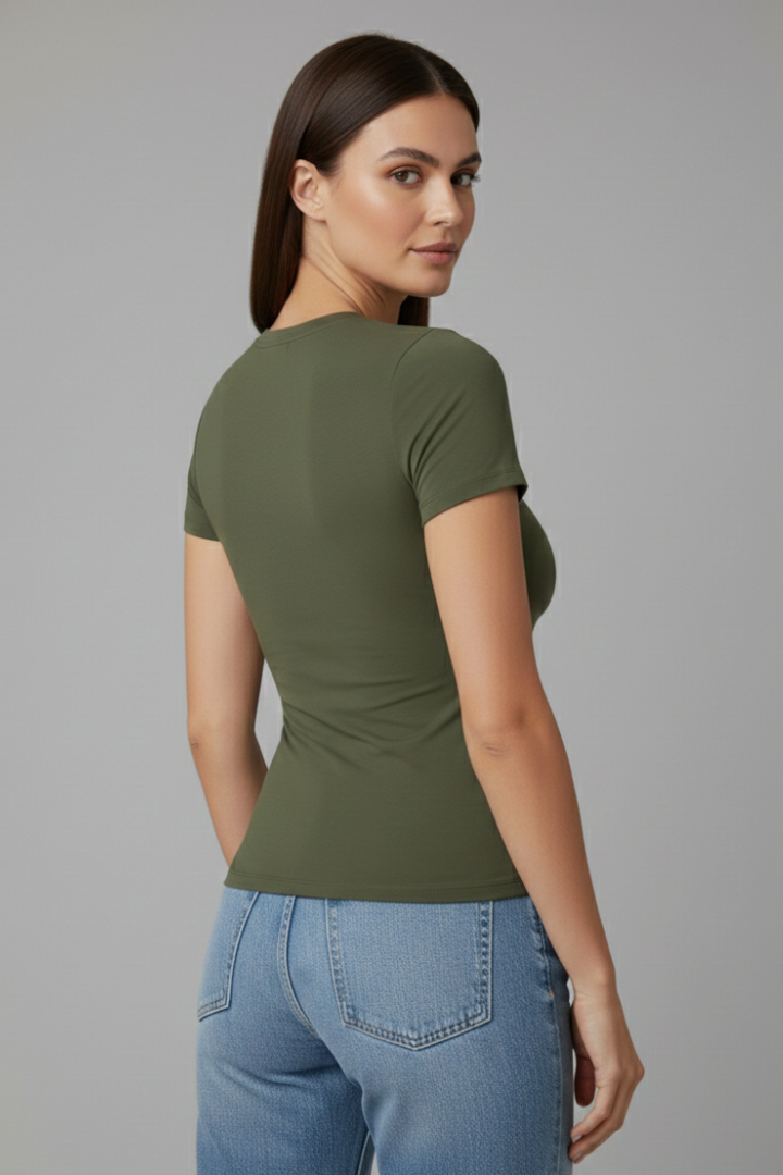 Lila | Chic Round Neck Short Sleeve T-Shirt
