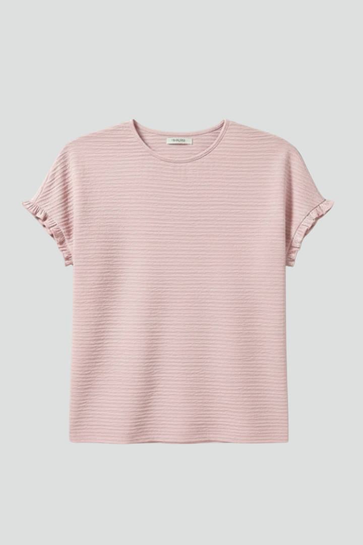 Lila | Textured Round Neck T-Shirt