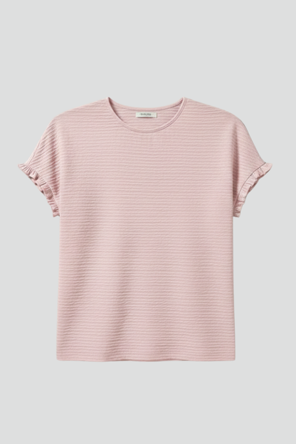 Lila | Textured Round Neck T-Shirt