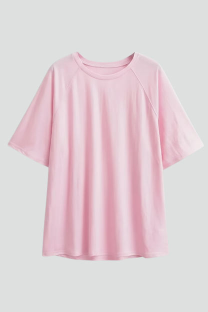Luna | Chic Round Neck T-Shirt with Dropped Sleeves
