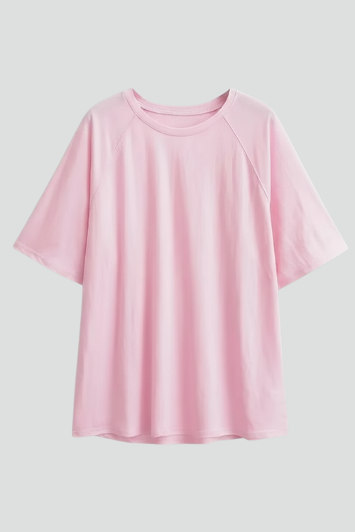 Luna | Chic Round Neck T-Shirt with Dropped Sleeves