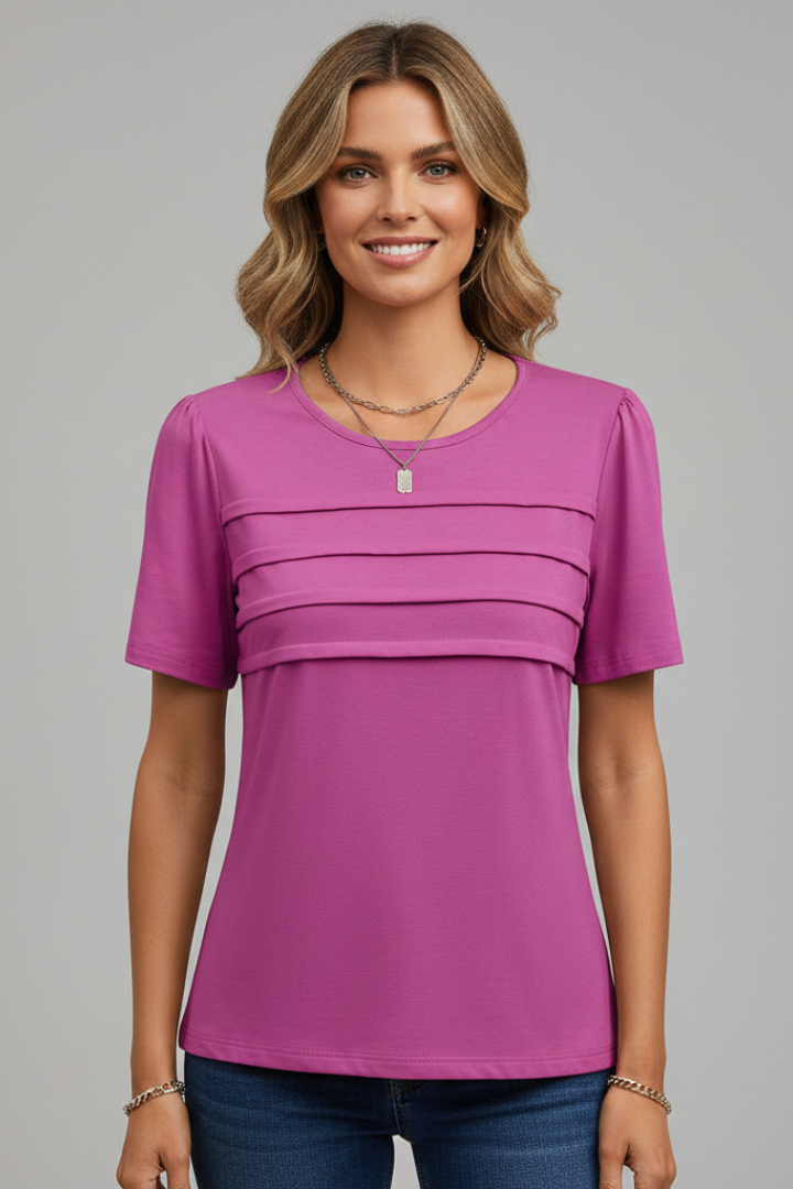 Lila | Layered Front Round Neck T-Shirt