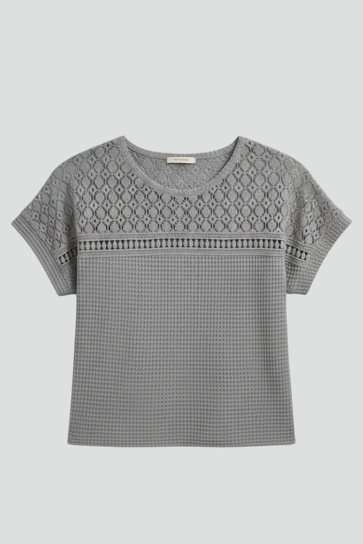Lila | Openwork Round Neck T-Shirt