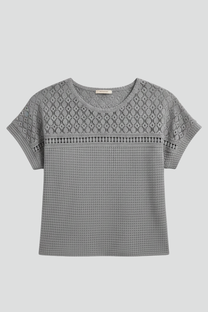 Lila | Openwork Round Neck T-Shirt