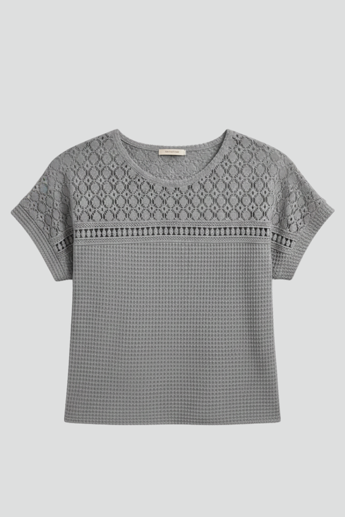 Lila | Openwork Round Neck T-Shirt