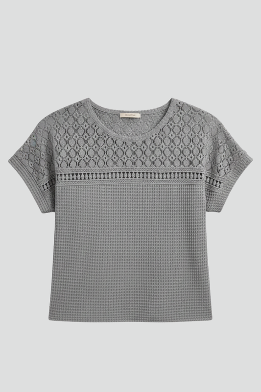 Lila | Openwork Round Neck T-Shirt