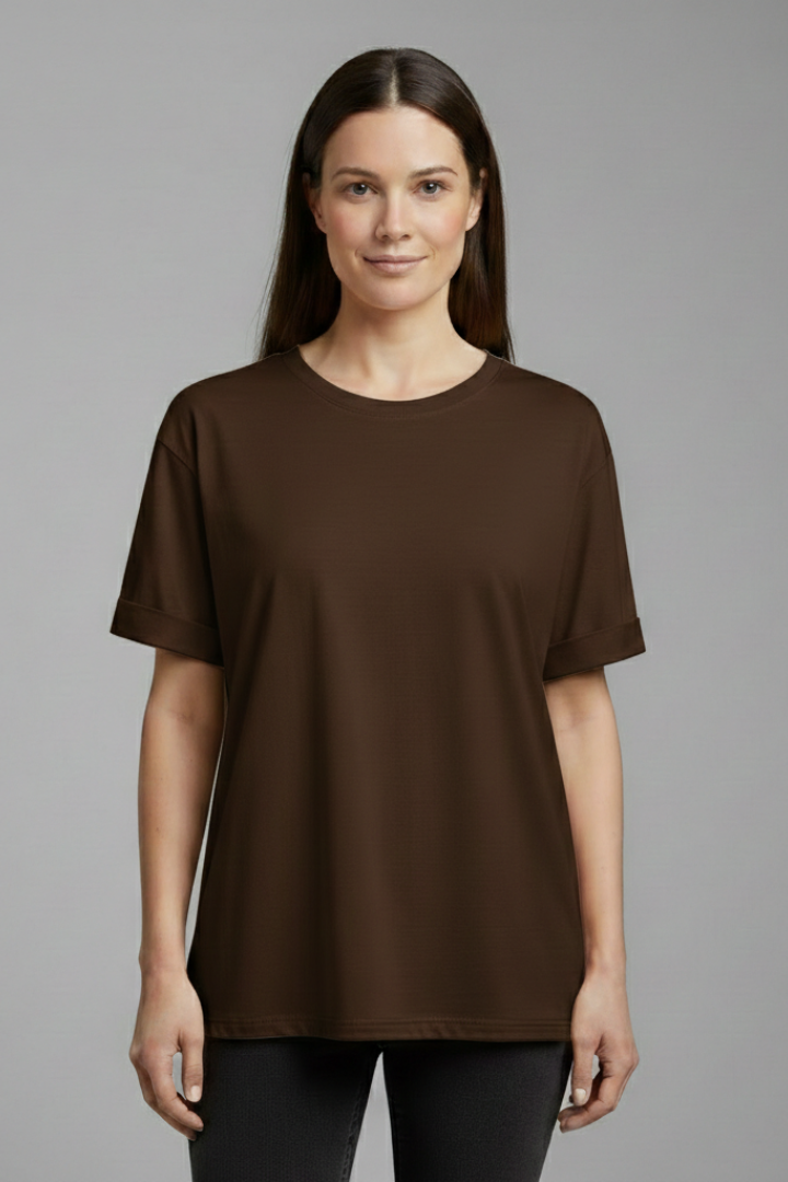 Lena | Chic Round Neck T-Shirt with Rolled Sleeves