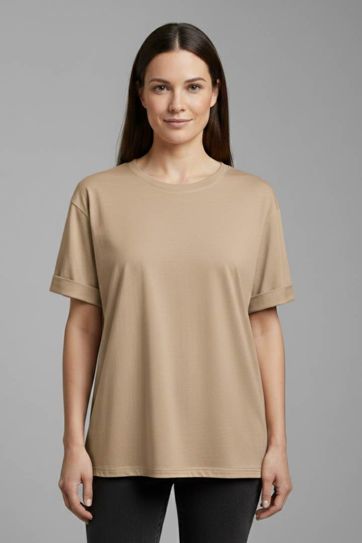 Lena | Chic Round Neck T-Shirt with Rolled Sleeves