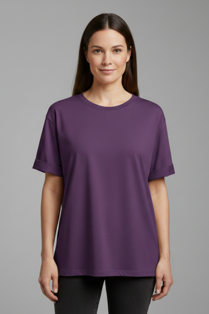 Lena | Chic Round Neck T-Shirt with Rolled Sleeves