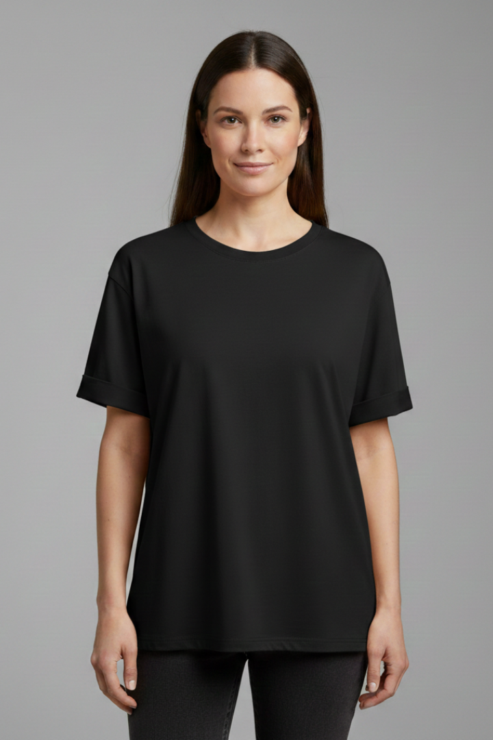 Lena | Chic Round Neck T-Shirt with Rolled Sleeves