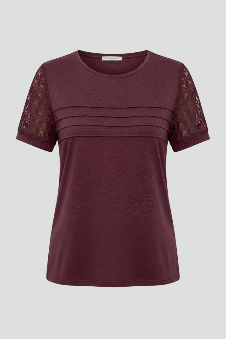 Luna | Textured Sleeve Round Neck T-Shirt