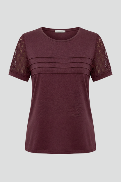 Luna | Textured Sleeve Round Neck T-Shirt