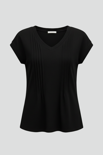Lena | Pleated V-Neck T-Shirt