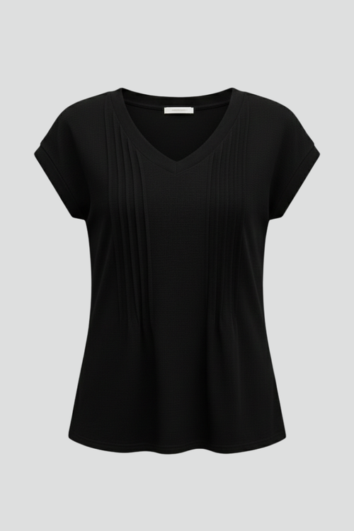 Lena | Pleated V-Neck T-Shirt