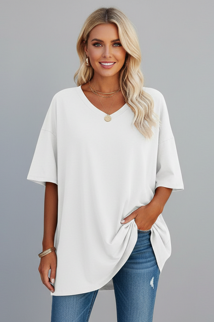 Lena | V-Neck Short Sleeve T-Shirt