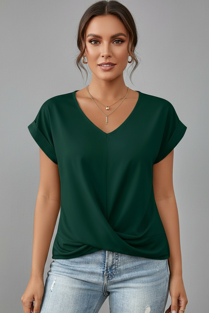Lena | V-Neck Short Sleeve T-Shirt