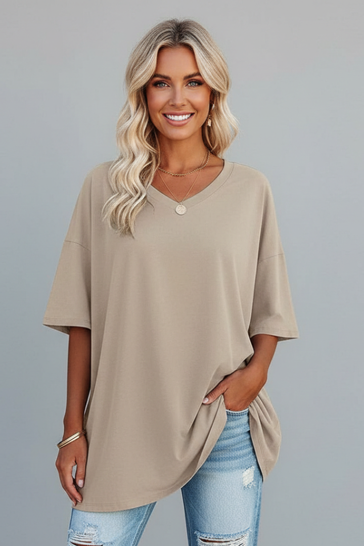 Lena | V-Neck Short Sleeve T-Shirt