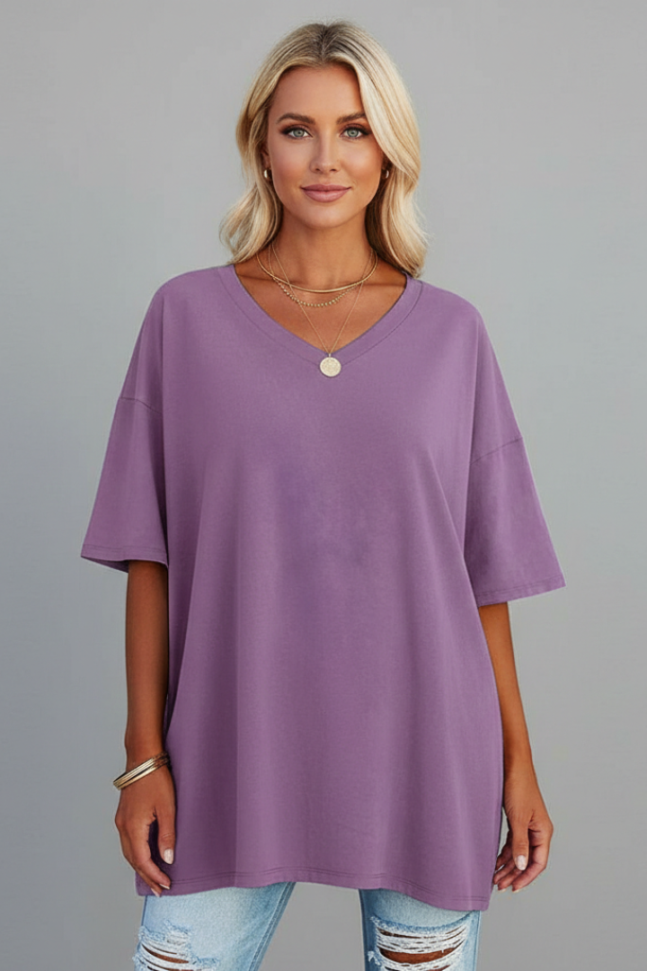 Lena | V-Neck Short Sleeve T-Shirt