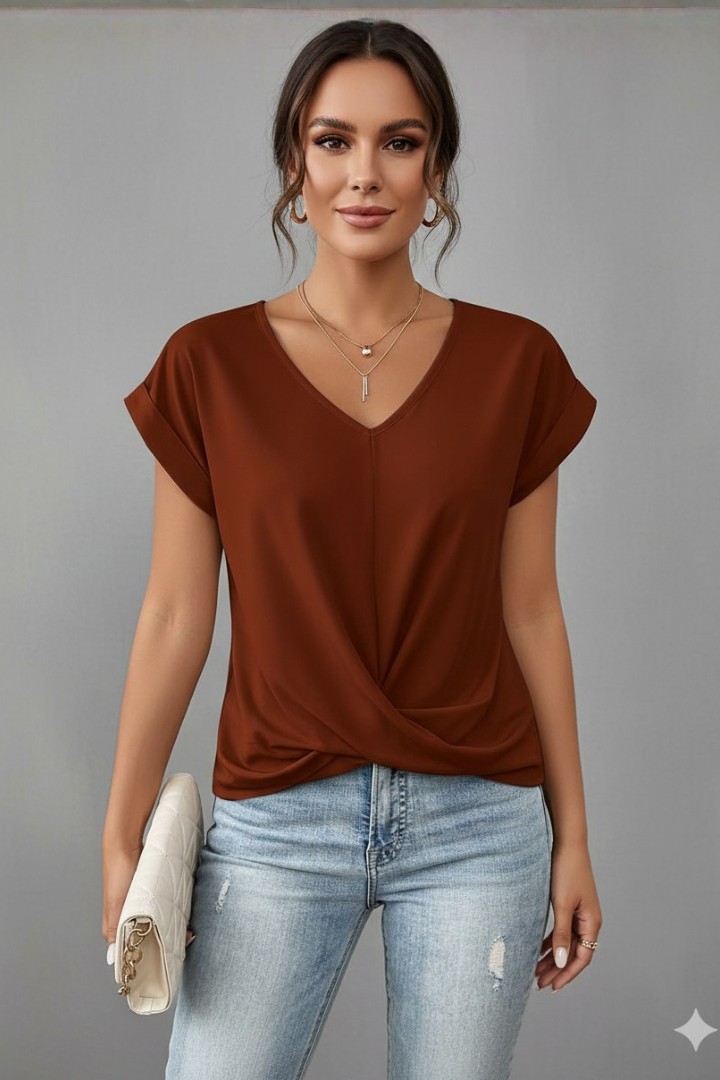 Lena | V-Neck Short Sleeve T-Shirt