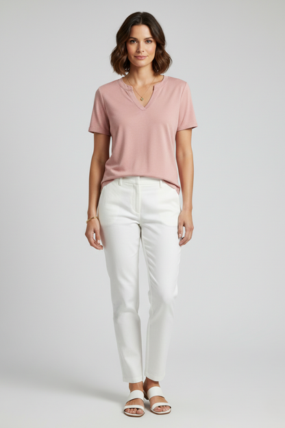 Lena | V-Neck Short Sleeve T-Shirt