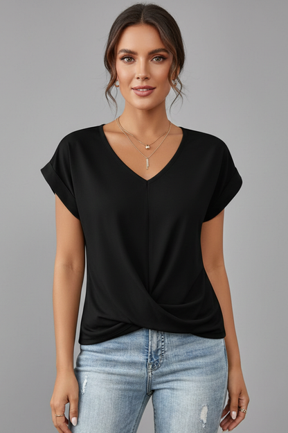 Lena | V-Neck Short Sleeve T-Shirt