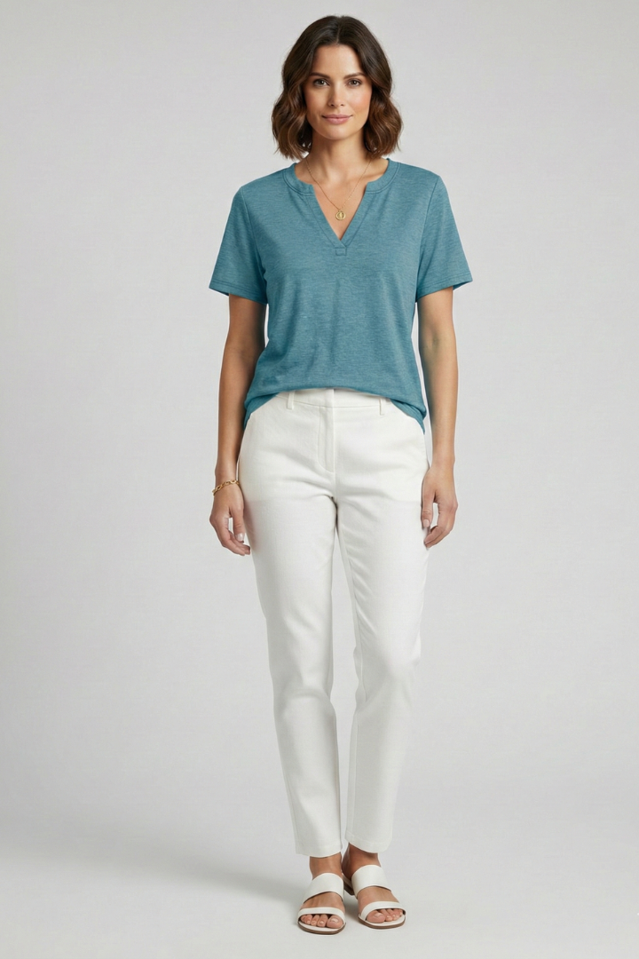 Lena | V-Neck Short Sleeve T-Shirt