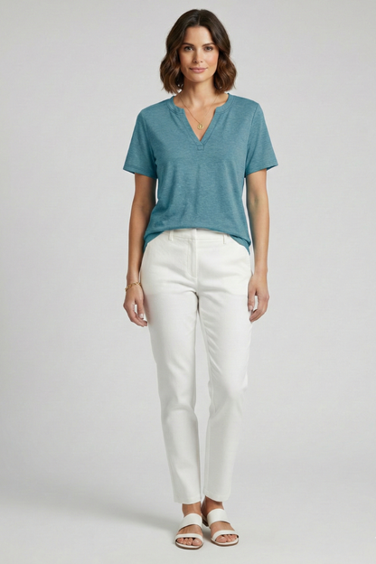 Lena | V-Neck Short Sleeve T-Shirt