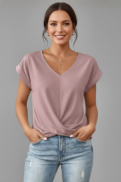 Lena | V-Neck Short Sleeve T-Shirt