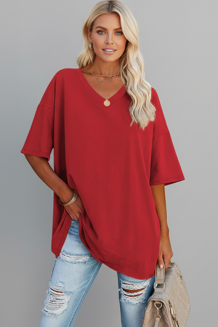 Lena | V-Neck Short Sleeve T-Shirt