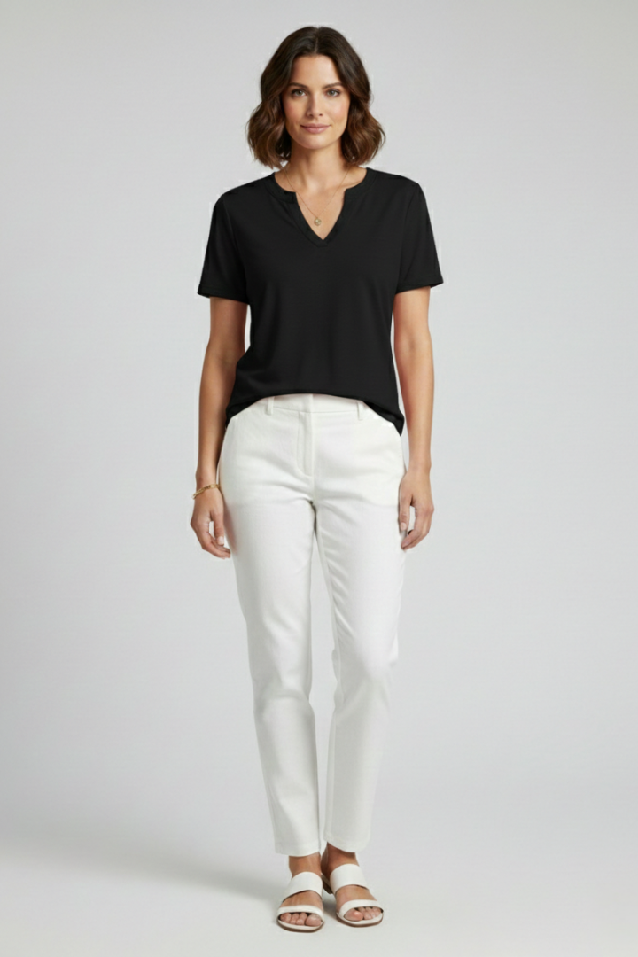 Lena | V-Neck Short Sleeve T-Shirt