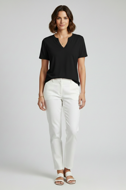 Lena | V-Neck Short Sleeve T-Shirt