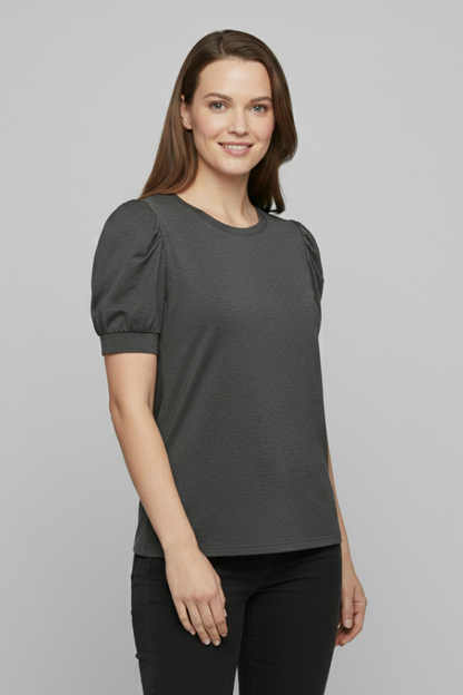 Lila | V-Neck Puff Sleeve T-Shirt