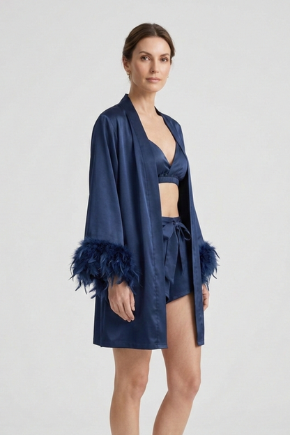 Lila | Luxe Three-Piece Set with Robe and Shorts