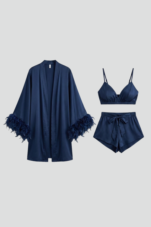 Lila | Luxe Three-Piece Set with Robe and Shorts