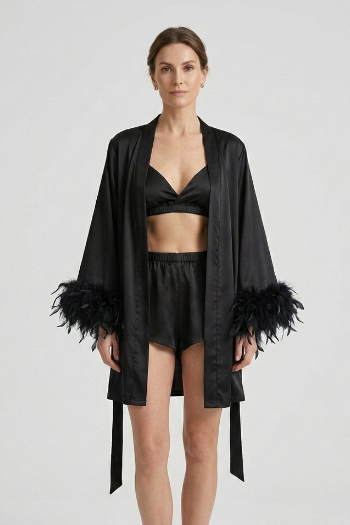 Lila | Luxe Three-Piece Set with Robe and Shorts