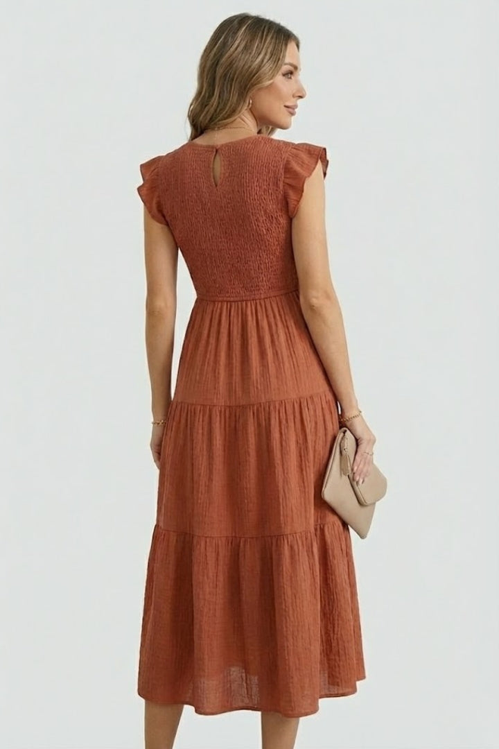 Lila | Tiered Off Shoulder Dress with Long Sleeves