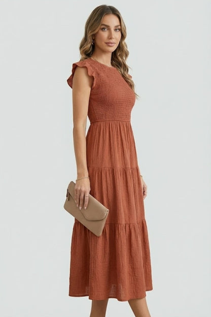 Lila | Tiered Off Shoulder Dress with Long Sleeves