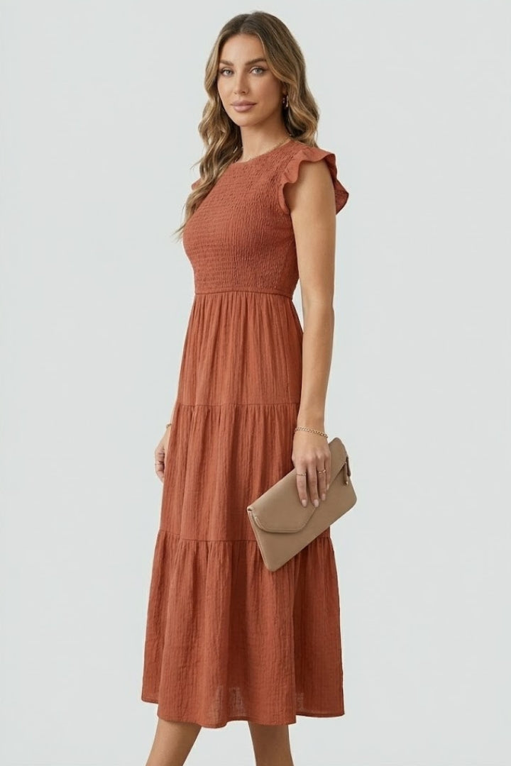 Lila | Tiered Off Shoulder Dress with Long Sleeves