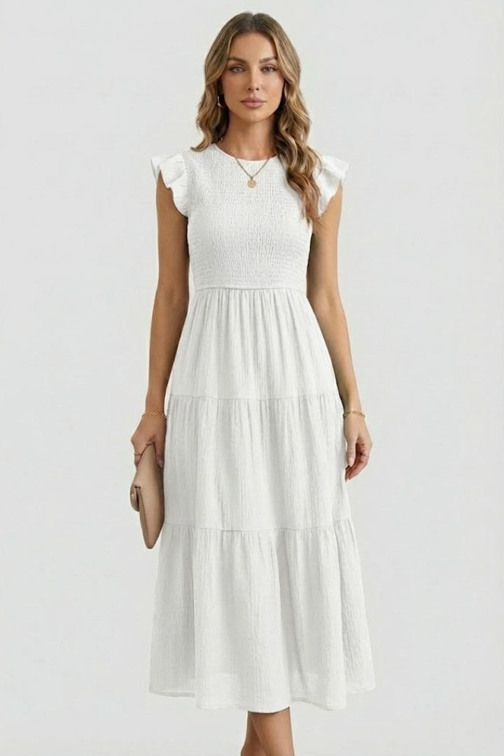 Lila | Tiered Off Shoulder Dress with Long Sleeves