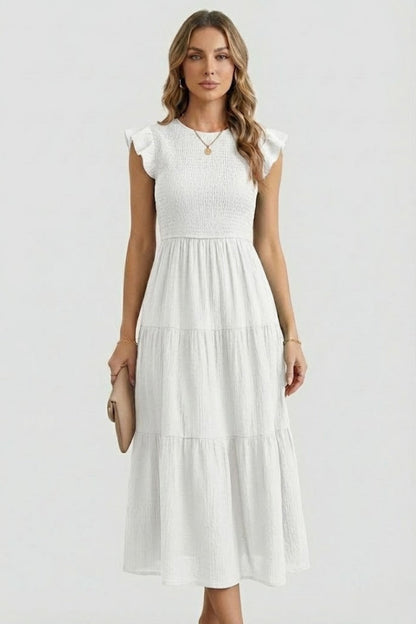 Lila | Tiered Off Shoulder Dress with Long Sleeves