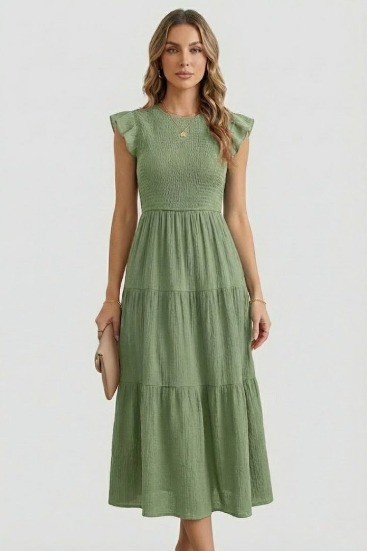 Lila | Tiered Off Shoulder Dress with Long Sleeves