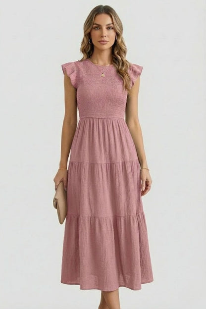 Lila | Tiered Off Shoulder Dress with Long Sleeves