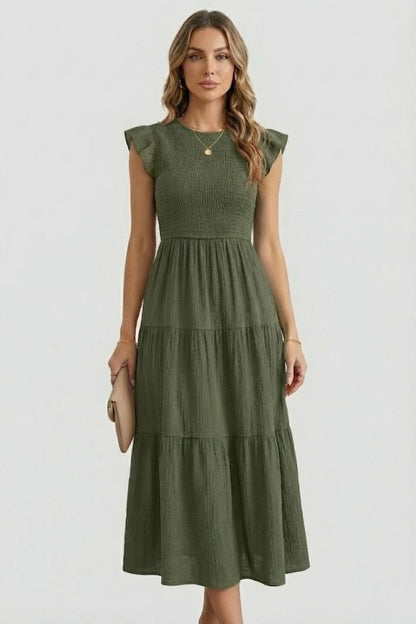 Lila | Tiered Off Shoulder Dress with Long Sleeves