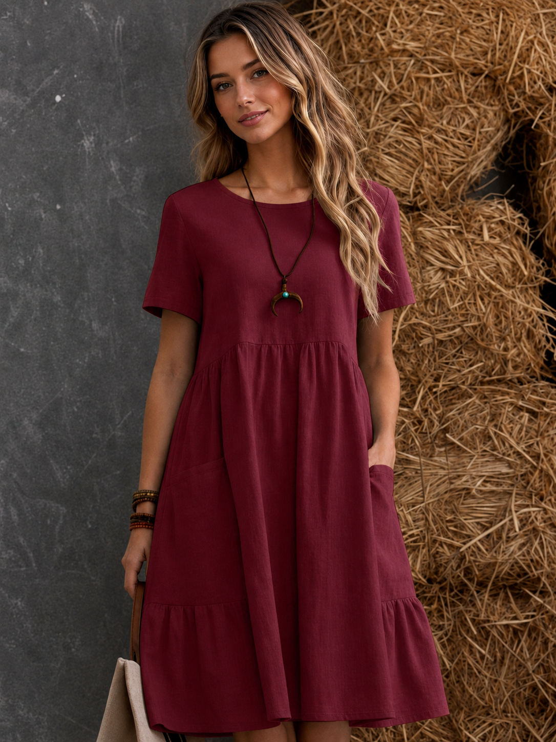 Lila | Tiered Pocket Midi Dress