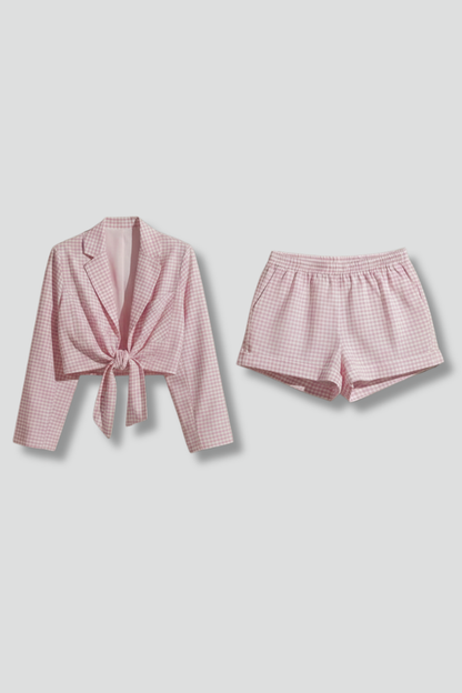 Vivienne | Gingham Top and Shorts Set with Elastic Waist